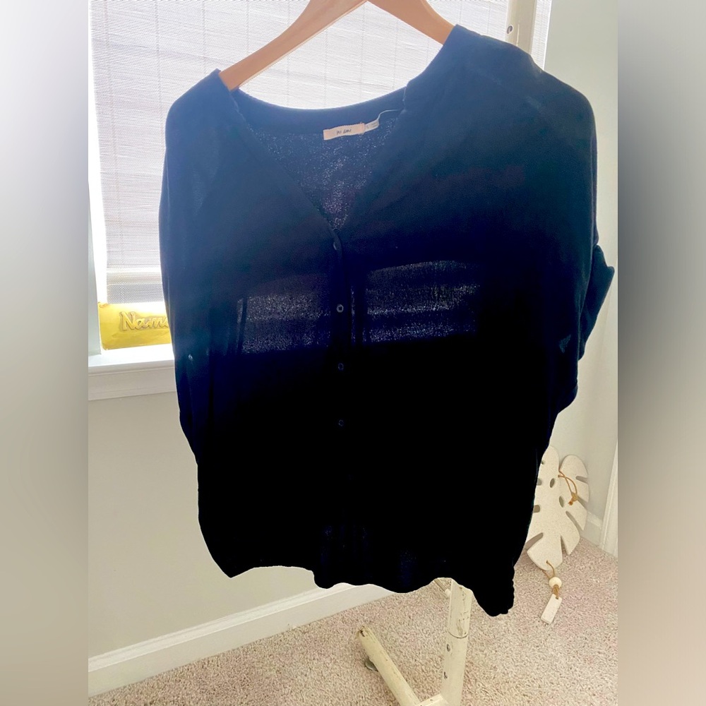 Black button down tee